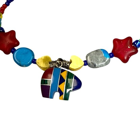 Bear Pendant Necklace Multistone Charm Boho Spiritual Jewelry Gift Festival - Picture 7 of 8